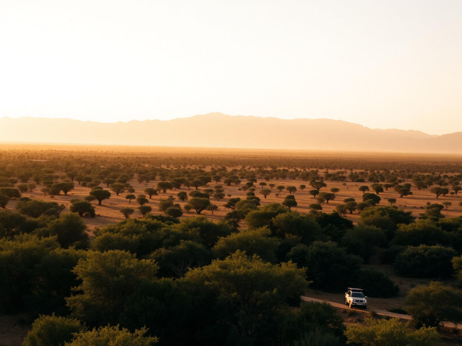 Golden hour over an African savanna